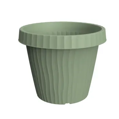Pot De Fleurs "onda" En Plastique - Vert Sauge - 10l