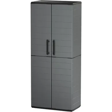 Armoire De Rangement En Polypropylène Gris 68 X 37 X 163 Cm Armoire De Rangement En Polypropylène Gris 68 X 37 X 163 Cm