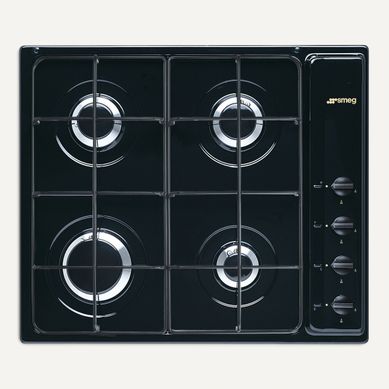 Table de cuisson gaz SMEG S64SN - 4 foyers - Noir Table de cuisson gaz SMEG S64SN - 4 foyers - Noir vue de face
