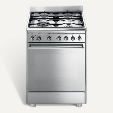 Cuisiniere mixte SMEG CX68MF8-2 4 foyers Cuisiniere mixte SMEG CX68MF8-2 4 foyers vue de face
