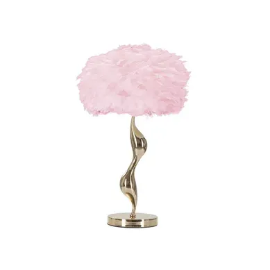 Lampe À Poser Imitation Plume "slim" 63cm Or et Rose Lampe À Poser Imitation Plume "slim" 63cm Or et Rose
