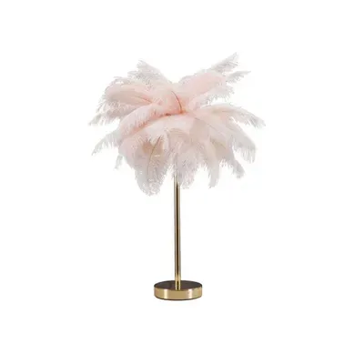 Lampe À Poser Imitation Plume "palm" 60cm Or et Rose Lampe À Poser Imitation Plume "palm" 60cm Or et Rose