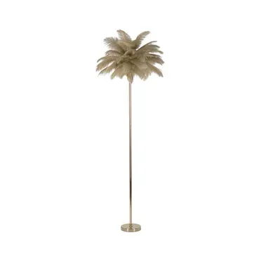 Lampadaire Imitation Plume "palm" 160cm Or et Camel