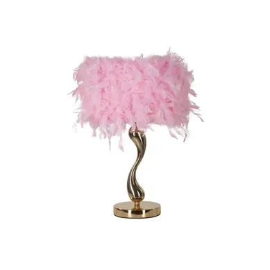 Lampe À Poser Imitation Plume "cart" 47cm Or et Rose Lampe À Poser Imitation Plume "cart" 47cm Or et Rose
