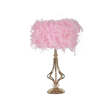 Lampe À Poser Imitation Plume "tarty" 54cm Or et Rose Lampe À Poser Imitation Plume "tarty" 54cm Or et Rose