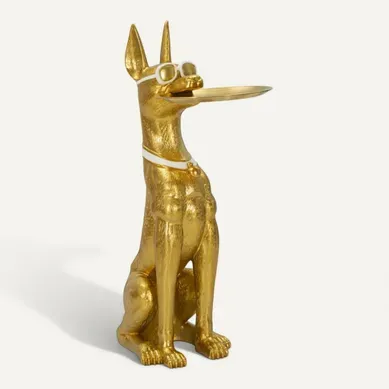 Vide-poche Statue Chien "muscle" 91cm Doré