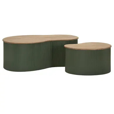 Lot De 2 Tables Basses "frankfurt" 87cm Vert et Marron
