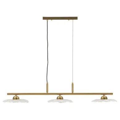 Suspension 3 Lumières "emily" 100cm Or et Transparent