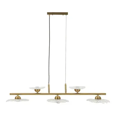 Suspension 5 Lumières "emily" 100cm Or et Transparent