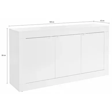 Buffet 3 portes L160cm BRIGHT blanc laqué Buffet 3 portes L160cm BRIGHT blanc laqué vue 3/4