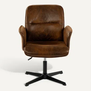 Fauteuil De Bureau Ergonomique Siège Pivotant Hauteur Réglable Avec Accoudoir En Suédine Marron Fauteuil De Bureau Ergonomique Siège Pivotant Hauteur Réglable Avec Accoudoir En Suédine Marron
