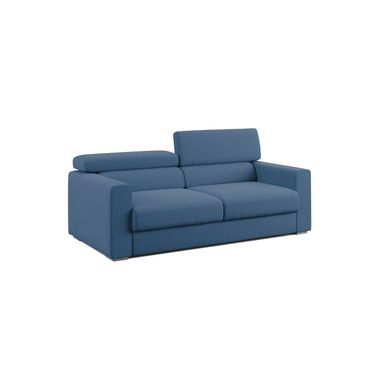 Dylan Canapé Avec Pouf Amovible En Tissu Effet Coton Imperméable T13 188 Cm Bleu