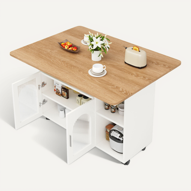 Buffet 120×30×79,5cm, Meuble De Cuisine Moderne, Plateau De Table Pliant, Avec Roulettes, Mdf, Blanc Buffet 120×30×79,5cm, Meuble De Cuisine Moderne, Plateau De Table Pliant, Avec Roulettes, Mdf, Blanc