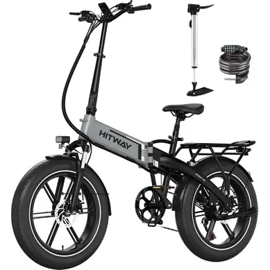 Vélo électrique Pliable 20×4.0 Pneus Larges - Batterie 48v 13ah - 7 Vitesses - Noiretgris