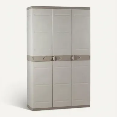 Armoire Haute De Rangement 3 Portes Beige Et Taupe, 105 X 44 X 176 Cm Armoire Haute De Rangement 3 Portes Beige Et Taupe, 105 X 44 X 176 Cm
