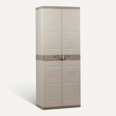 Armoire Haute Résine Titanium Beige Taupe 2 Portes 4 étagères 176x70x44 Armoire Haute Résine Titanium Beige Taupe 2 Portes 4 étagères 176x70x44
