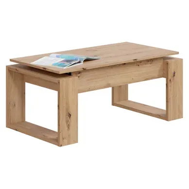 Table basse avec plateau relevable NOVA imitation chêne Table basse avec plateau relevable NOVA imitation chêne vue 3/4