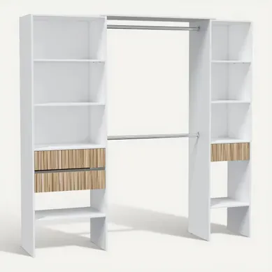 Kit dressing L. 190 cm ETHNA blanc et imprimé effet relief vue 3/4