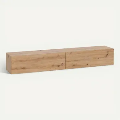 Meuble TV 180cm suspendu ALIZEE imitation chêne Meuble TV 180cm suspendu ALIZEE imitation chêne vue 3/4