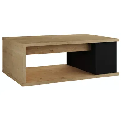 Table basse plateau relevable avec coffre DESPACITO Imitation chêne et Noir Table basse plateau relevable avec coffre DESPACITO Imitation chêne et Noir vue 3/4