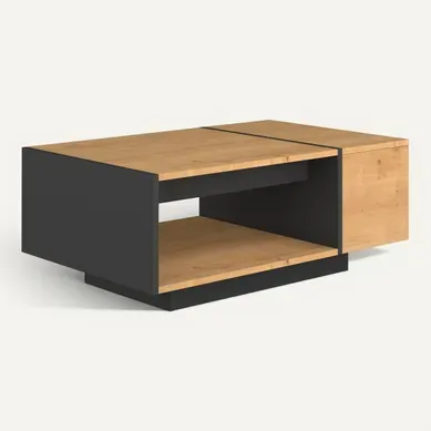 Table basse CUBE imitation chêne et noir Table basse CUBE imitation chêne et noir vue 3/4