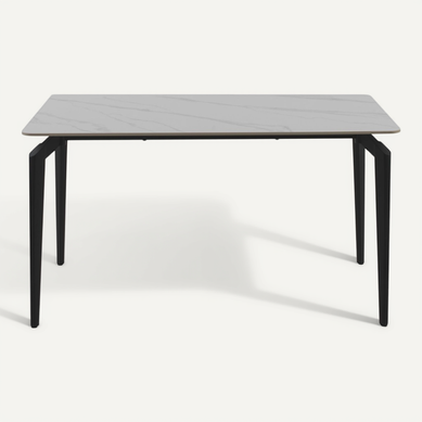 Table En Céramique Blanche Avec Pieds En Métal Noir 140x80 Table En Céramique Blanche Avec Pieds En Métal Noir 140x80
