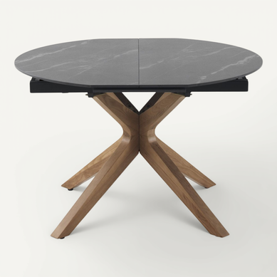 Table Extensible 120/160x90 Pieds En Chêne Et Plateau En Céramique Table Extensible 120/160x90 Pieds En Chêne Et Plateau En Céramique