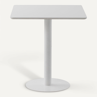 Table En Mélamine Blanche 70x70, Pied Central En Métal Blanc Table En Mélamine Blanche 70x70, Pied Central En Métal Blanc