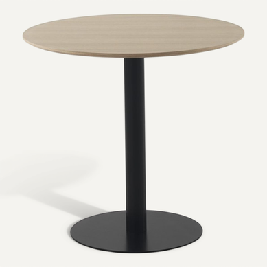 Table En Mélamine Frêne 80 De Diamètre, Pied En Métal Noir Table En Mélamine Frêne 80 De Diamètre, Pied En Métal Noir