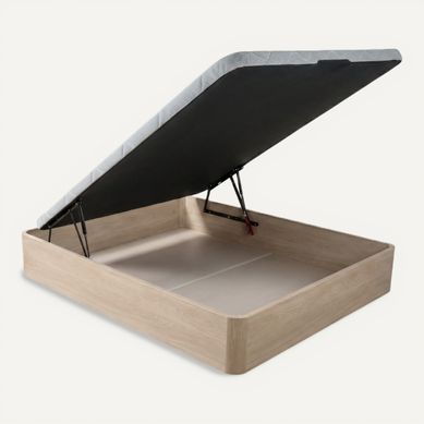 Sommier coffre 140x200 cm DREAMEA EDITION CUSTOM chêne 1 plateau vue 3/4