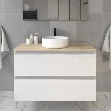 Meuble De Salle De Bain Sans Miroir Avec Vasque Ronde Balea - Blanc - 70cm Meuble De Salle De Bain Sans Miroir Avec Vasque Ronde Balea - Blanc - 70cm