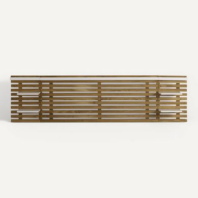 Tête de lit avec tablettes 140/160 cm NIDRA imitation chêne et blanc Tête de lit avec tablettes 140/160 cm NIDRA imitation chêne et blanc vue de face