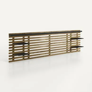 Tête de lit avec 4 étagères 140/160 cm NIDRA pin massif et noir Tête de lit avec 4 étagères 140/160 cm NIDRA pin massif et noir vue 3/4
