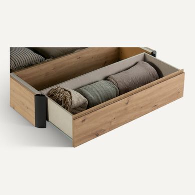 Option tiroir 140x190 cm DREAMEA BROOKLYN 3 imitation chêne vue 3/4