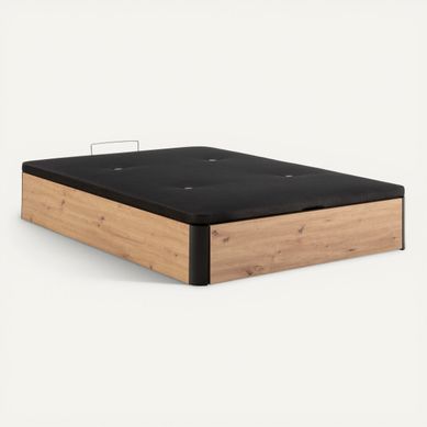 Sommier coffre 160x200 cm DREAMEA BROOKLYN 3 imitation chêne Sommier coffre 160x200 cm DREAMEA BROOKLYN 3 imitation chêne vue 3/4