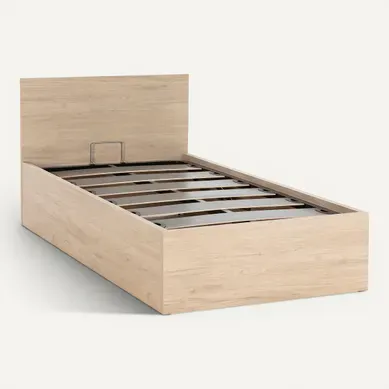 Lit coffre 90x190 cm BEST imitation chêne vue 3/4
