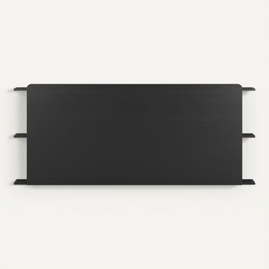 Tête de lit avec rangements NINON noir et imitation chêne Tête de lit avec rangements NINON noir et imitation chêne vue de face