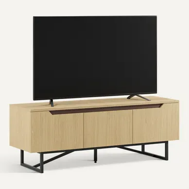Meuble TV L.140cm JILL imitation chêne vue 3/4