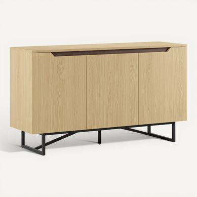 Buffet 3 portes 140 cm JILL imitation chêne Buffet 3 portes 140 cm JILL imitation chêne vue 3/4