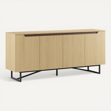 Buffet 4 portes 180 cm JILL imitation chêne Buffet 4 portes 180 cm JILL imitation chêne vue 3/4