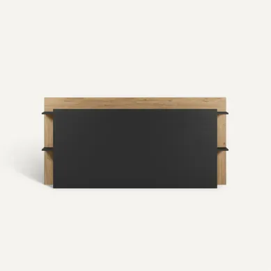 Tête de lit 140/160 cm avec rangements NOAN imitation chêne et noir vue de face