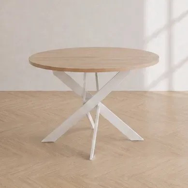 Table de séjour ronde THER imitation chêne clair