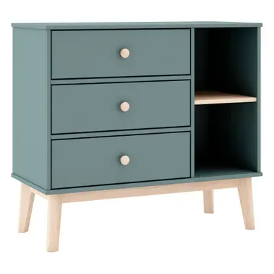 Commode 3 Tiroirs Et 2 Niches Ouvertes L90 Cm - Simon Commode 3 Tiroirs Et 2 Niches Ouvertes L90 Cm - Simon