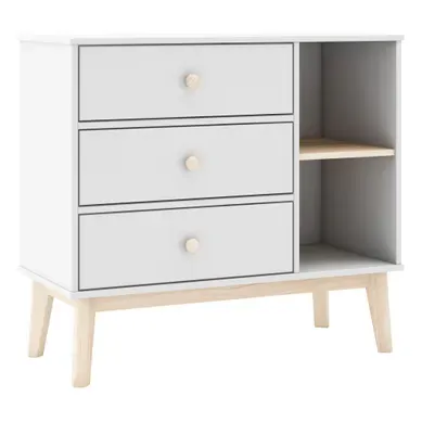 Commode 3 Tiroirs Et 2 Niches Ouvertes L90 Cm - Simon Commode 3 Tiroirs Et 2 Niches Ouvertes L90 Cm - Simon