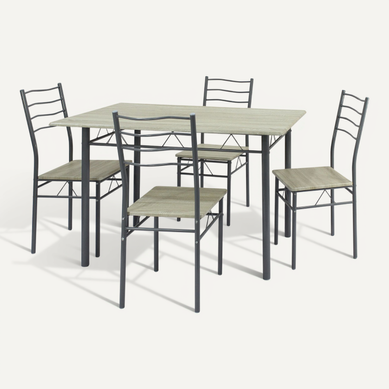 Ensemble De Table Et 4 Chaises Pour Salle à Manger Chêne/gris Ensemble De Table Et 4 Chaises Pour Salle à Manger Chêne/gris