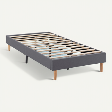 Structure de lit Rembourrée Aura 90x190 Cm  Gris Foncé, Hauteur 30 Cm