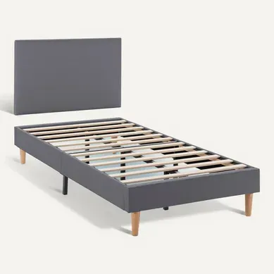 Sommier Déco Aura + Tête De Lit 90x190 Cm Gris Foncé, Hauteur 30 Cm