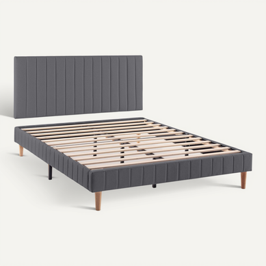 Sommier + Tête De Lit Eris 140x190 Cm Gris Foncé