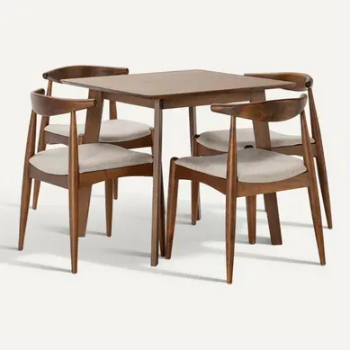 Ensemble Table 80x80 Cm Et 4 Chaises De Salle à Manger Corzo Noyer Ensemble Table 80x80 Cm Et 4 Chaises De Salle à Manger Corzo Noyer
