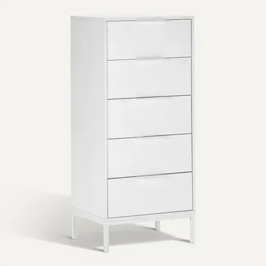 Commode Haute Auri 5 Tiroirs Couleur Blanc Commode Haute Auri 5 Tiroirs Couleur Blanc